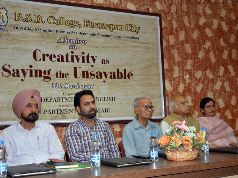 A Seminar on Creativity as Saying the Unsayable- RSD College, Ferozepur